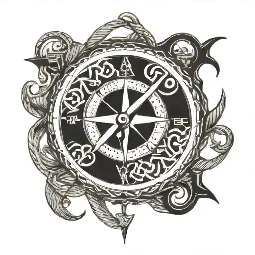 A Compass Made Of Intricate Viking Knotwork