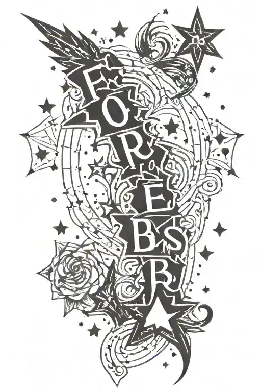 Front Of Forearm Lettering Is Charisse And The Backround Is Stars