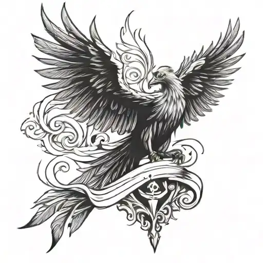 A Phoenix Holding A Sword Of Justice In Its Beak