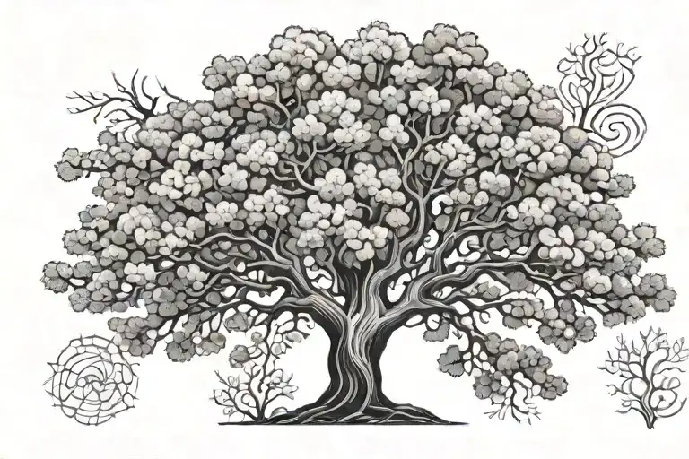 Line Pattern Of Oak Trees