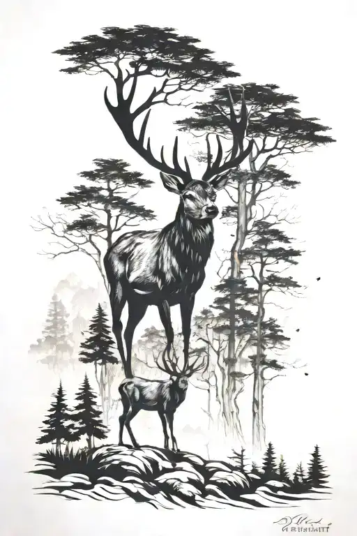 Stag Deer Forest Landscape