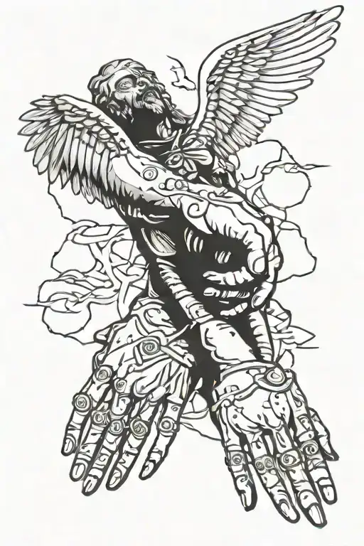 Memento Moro Hands Reaching With Fallen Angel