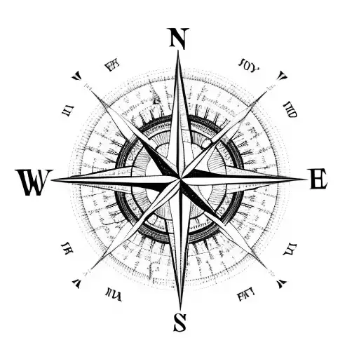 A Compass Rose Surrounded By Palm Tree Silhouettes