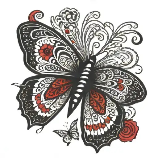 Black Butterfly With A Red And Black Detail