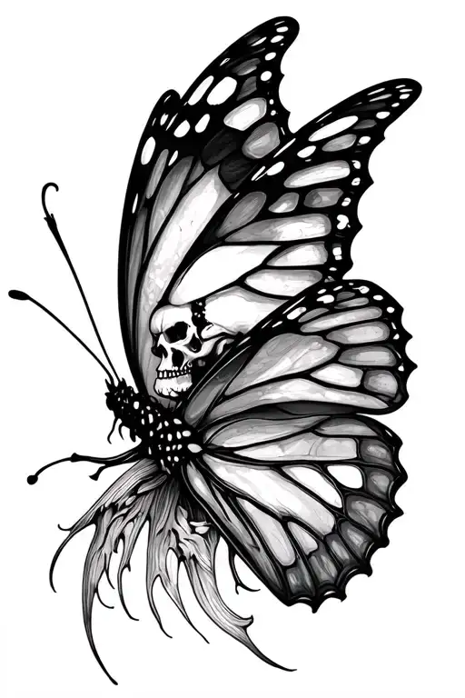 Decaying Skull Within A Butterfly