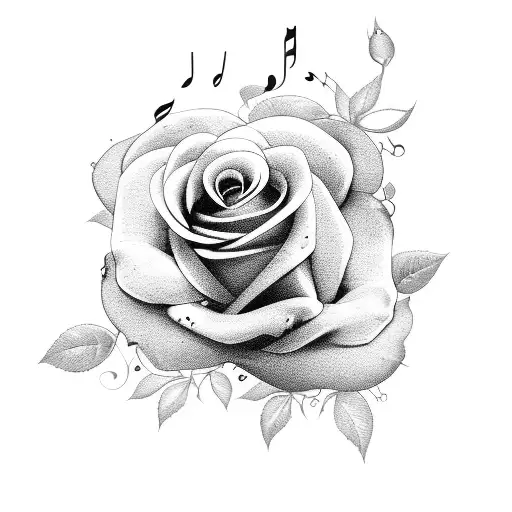 Two Roses With Music Around It