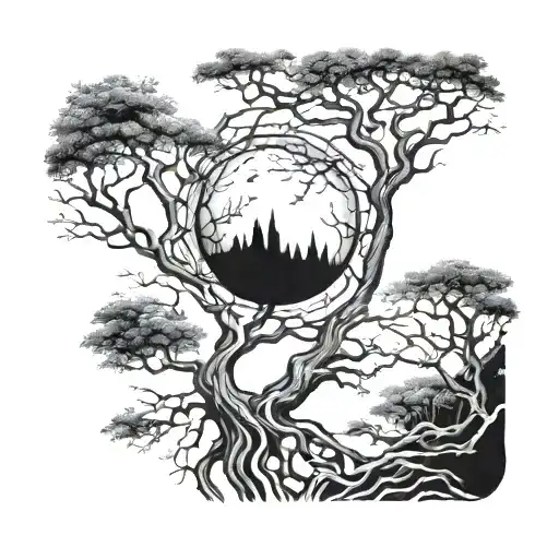 Moon And Creepy Tree