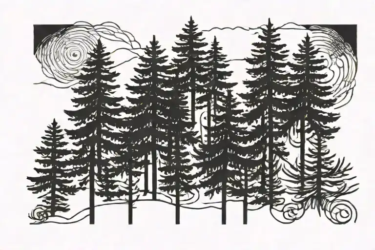 Line Pattern Of Pine Trees