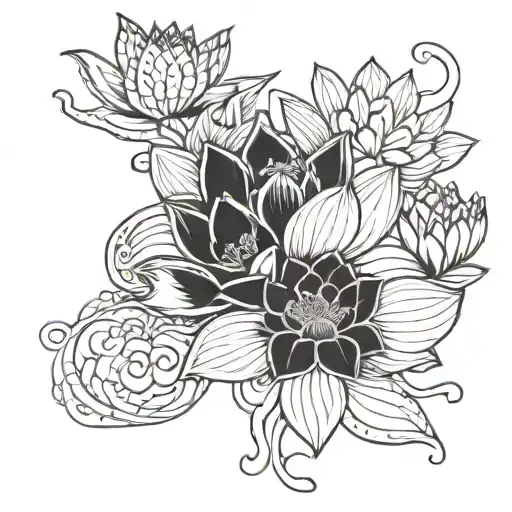 Motivational Phrase And Lotus Flower Garden