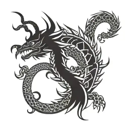 Filipino Tribal And Japanese Dragon