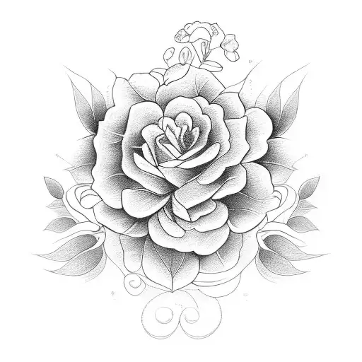 Flowers With Black Leaves In The Middle Of The Design