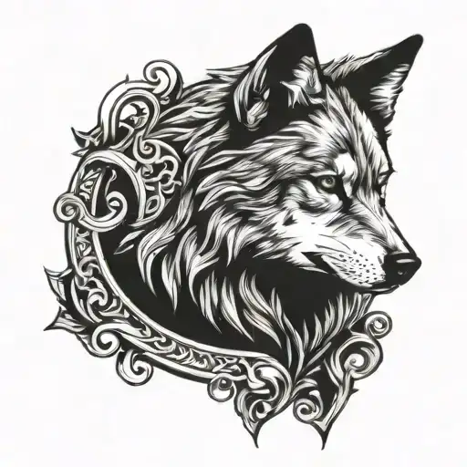 Plain Band With Wolf Head In The Middle