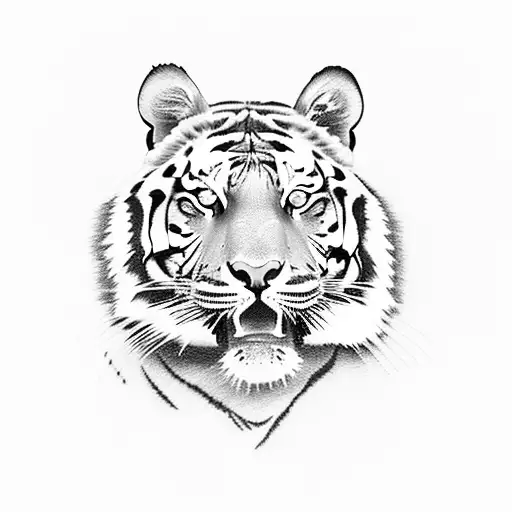 Tiger Sitting With Back Facing Us And A Lady From Niger Behind It