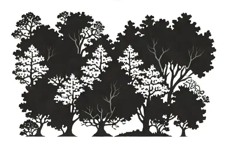 Line Pattern Of Oak Trees
