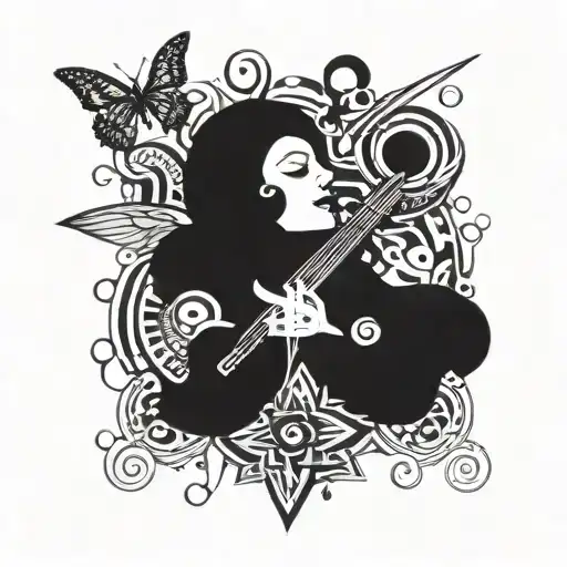 Psychedelic Music-themed Tattoo Incorporating Elements Of Ecstasy