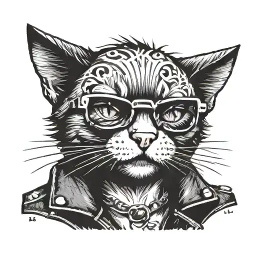 A Punk Cat Wearing A Leather Jacket