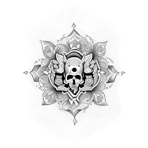 Machado And Caveira Intertwined With Intricate Floral Patterns