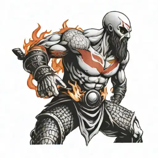 Kratos With Fire Flames