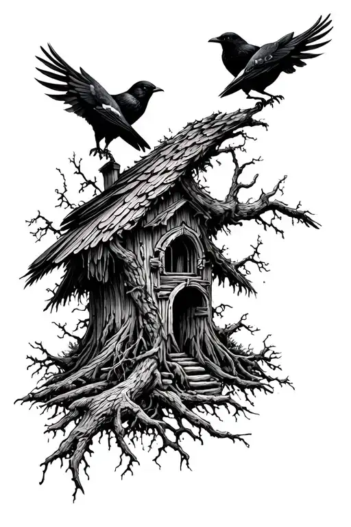 Like Blasty Baba Yaga In A Black Forest With Crows