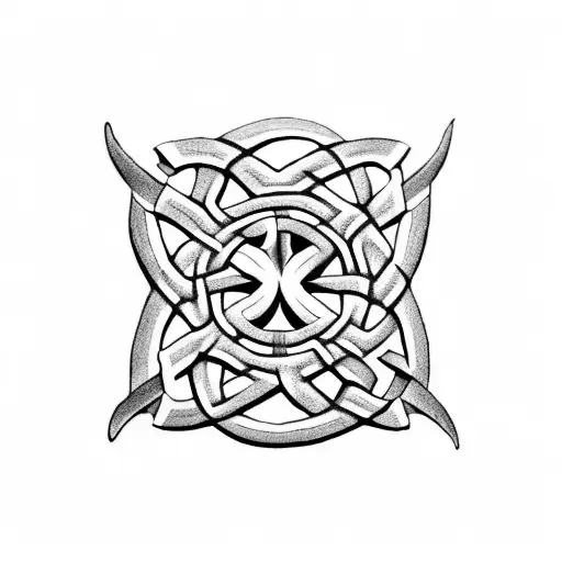 3D Celtic Knot With 3 Salmon Swimming