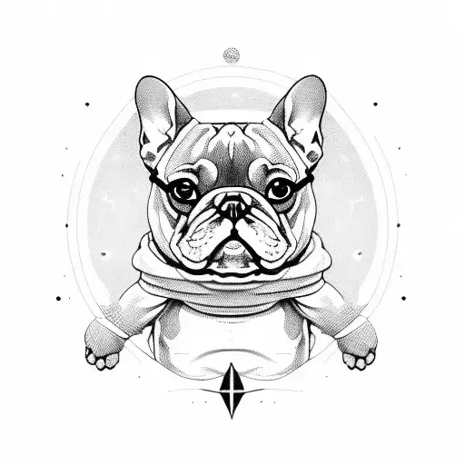 A Taxidermy-inspired French Bulldog Floating In Space