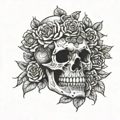 A Roman Legionnaire Skull Surrounded By Roses