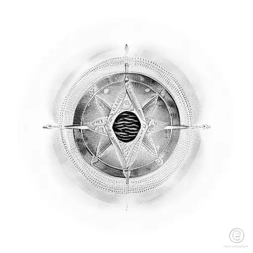 Enso Circle Paintbrush Stroke With Libra Scales In The Middle