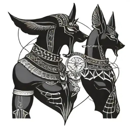 Anubis Holds A Libra With A Feather And A Heart On It