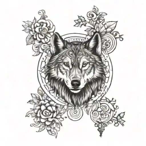 Wolf And Ornaments Background Hd Details