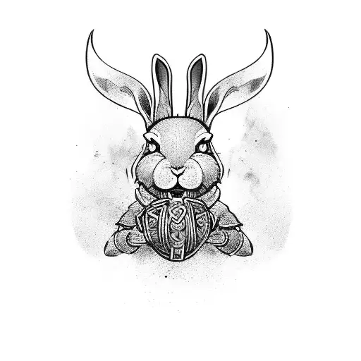 Viking Rabbit Warrior Wielding A Coffee Mug As A Weapon