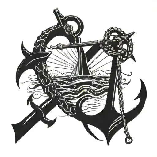 An Anchor Of A Boat Along With An Demon Lucifer
