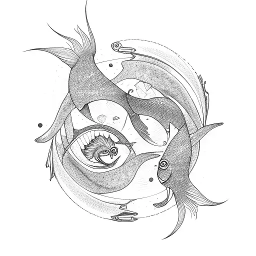 A Delicate Pisces Fish Intertwined With A Virgo Maiden