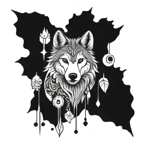 Wolf And Ornaments Background