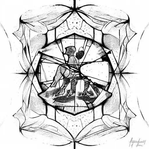 A Man Reflected In Broken Stained Glass