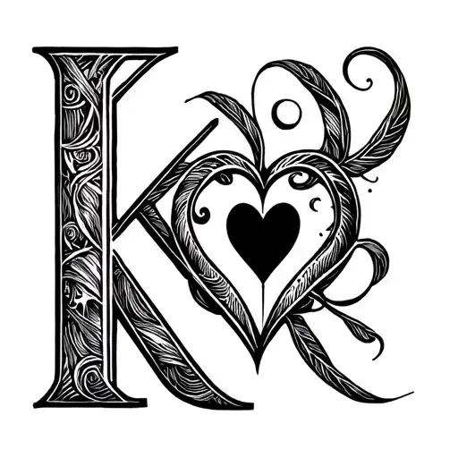 Initial K With Heart