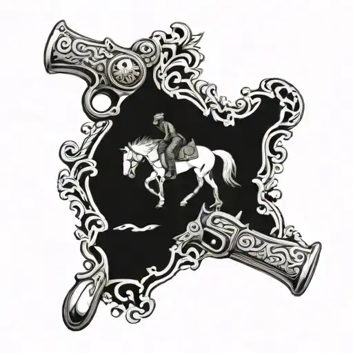 Cowboy Pistols Horses