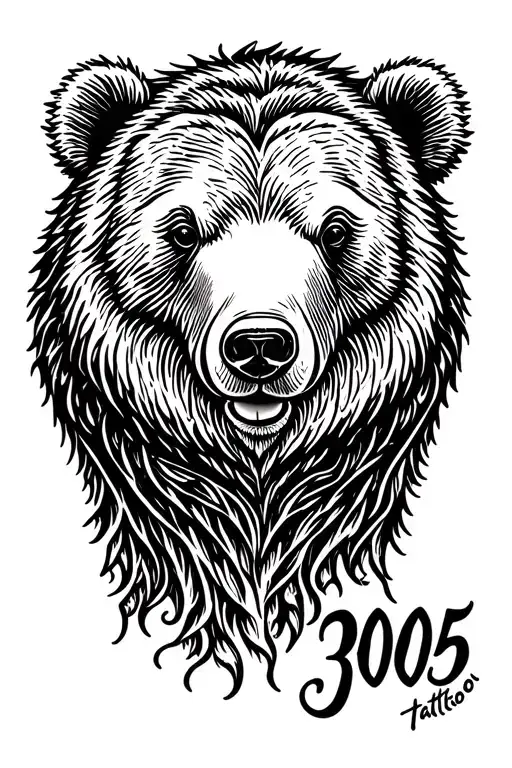 3005 In Cursive Font With A Bear At The End