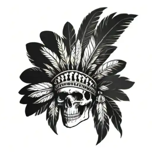 Skull Indian Headdress Being Worn