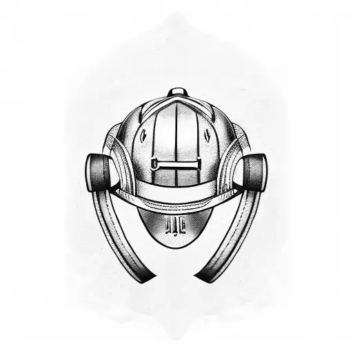 Firefighter Helmet On A Football Field