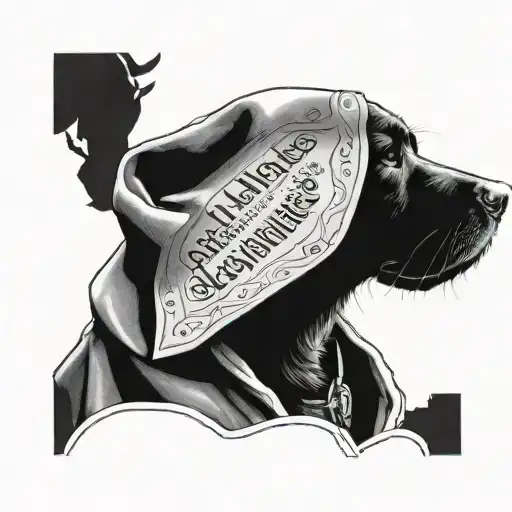 A Dog Wearing A Cloak With A Bible Verse As A Collar