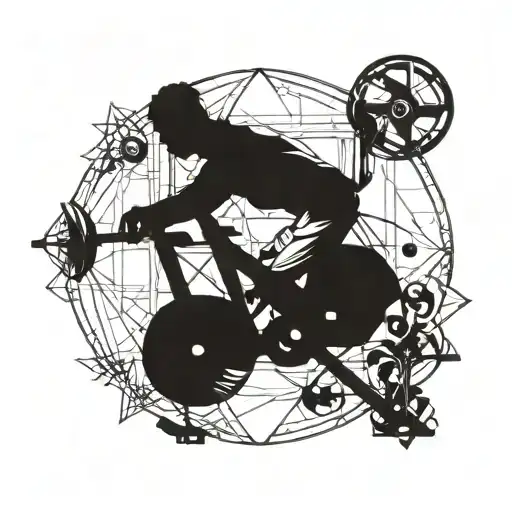 An Intricate Geometric Design Incorporating Gym Equipment And Sport Symbols