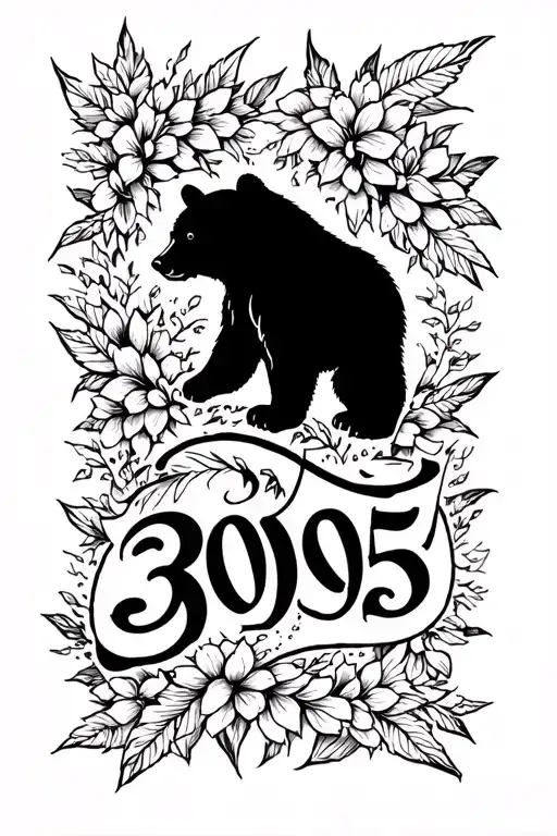 3005 In Cursive Font With A Bear At The End