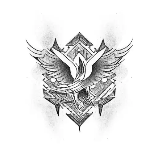 Craft A Tribal-inspired Blackwork Tattoo Representing The Strength Of A Phoenix