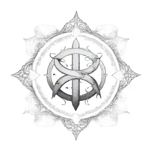 Cancer And Virgo Symbols Together With Initials Vh