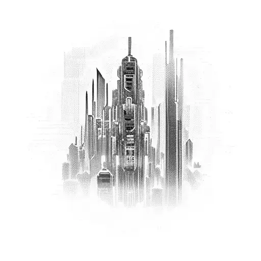 A Futuristic Cyberpunk Cityscape With A Pixelated Twist