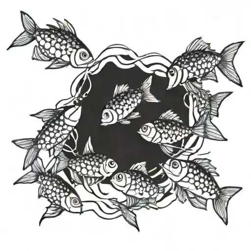 A School Of Fish Forming A Bracelet Around The Wrist
