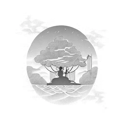 Family Silouette At The Beach