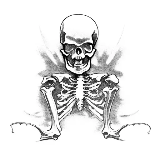 Human Skeleton Fishing On Boat