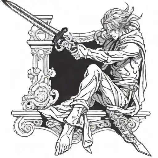 Anime Solo Leveing Statue With A Head In The Hand And Sword