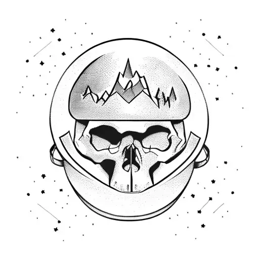 A Skull Wearing A Mountain Biking Helmet With Stars In The Background
